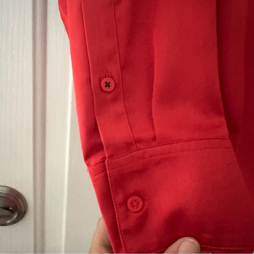 J Crew Slim Drapey Shirt in Luster Crepe Red 12